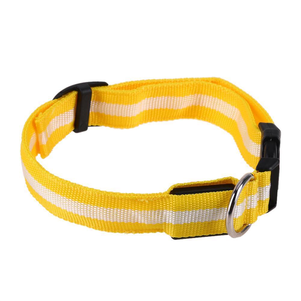 2.5cm LED Night Flashing Dog Pet Necklace Nylon Collar Leash(Yellow/XL)