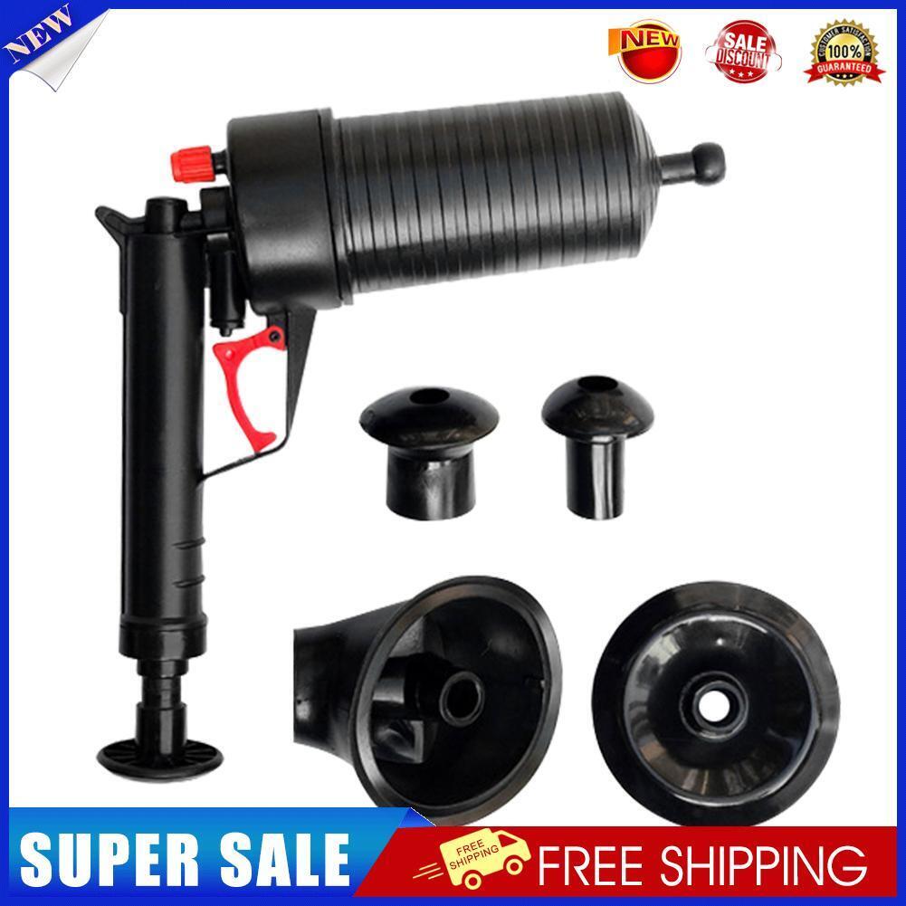 Toilet Dredge Plug Air Power Pump Bathroom Drain Cleaner Plunger (Black)