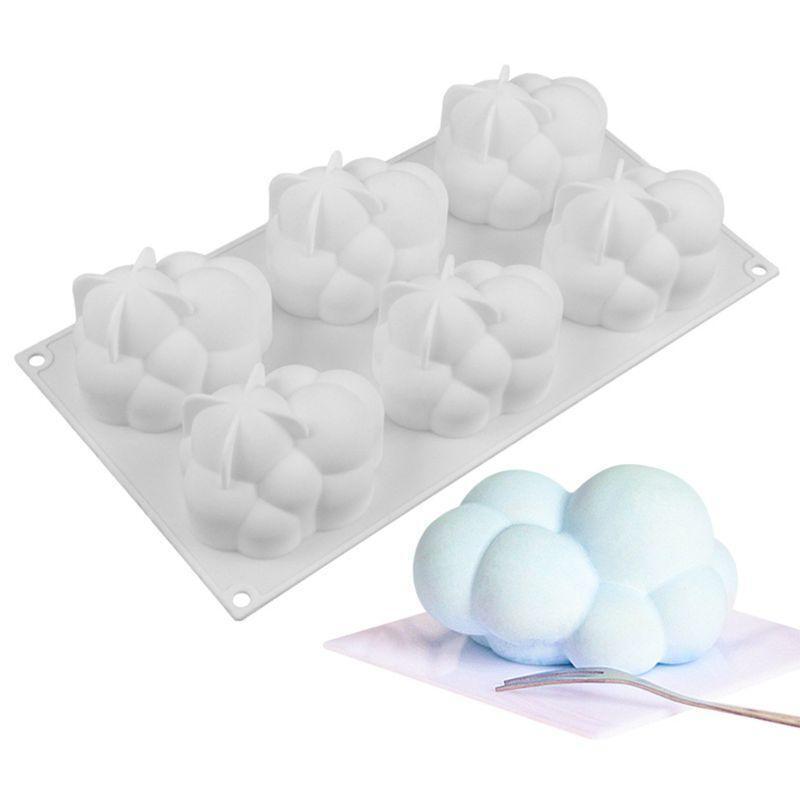 Cloud Cake Mold Silicone Mousse Moulds Square Bubble Molds for Baking 6 Cavities