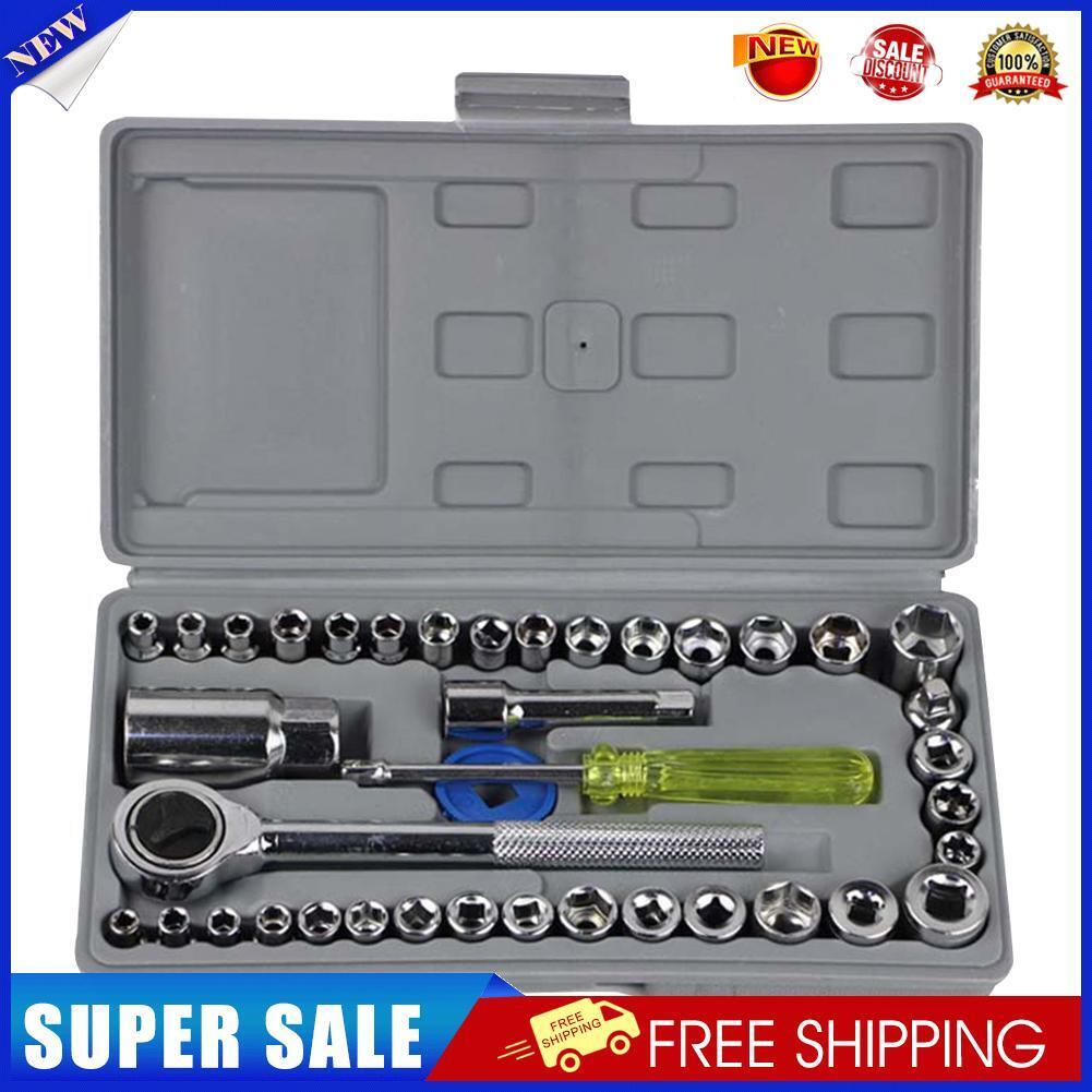 40pcs Drive Ratchet Wrench Set Automobile Motorcycle Repair Hand Tool Kit
