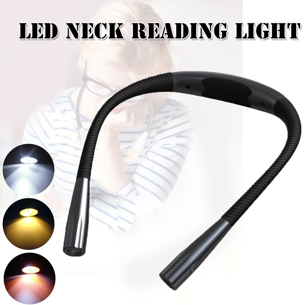 Camping Brightness Adjustable Bendable 3 Colors Lights LED Neck Reading Light