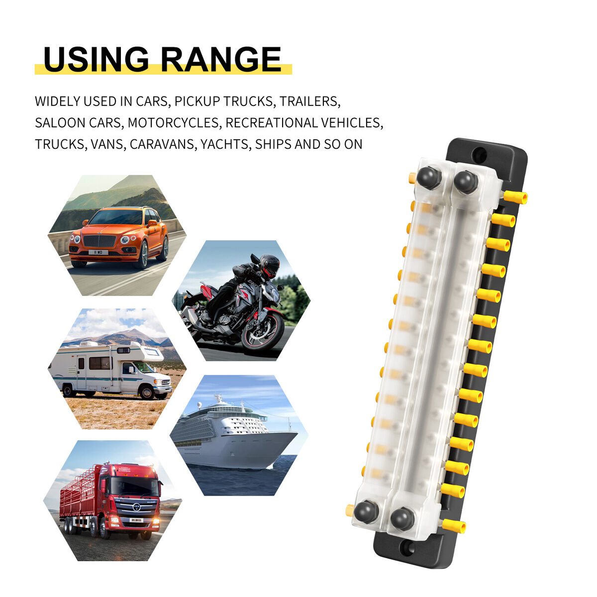 12 Way Dual Row Busbar Solid Plastic Base With Cover OP Terminal DC 150A Busbar