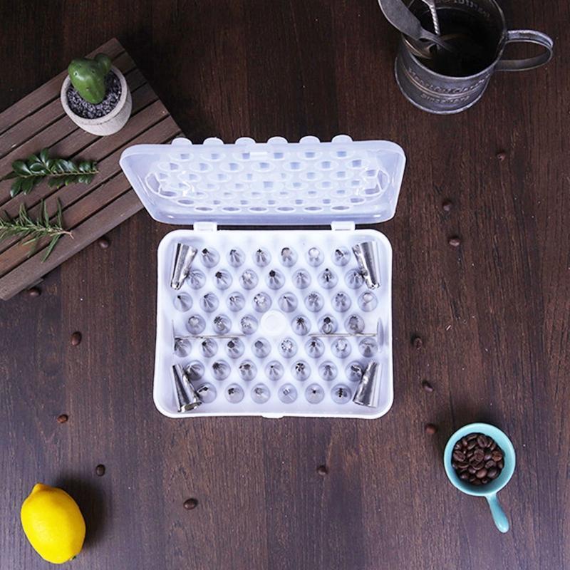 52 Pieces Stainless Steel Icing Piping Cake Nozzles with Storage Box Durable Use