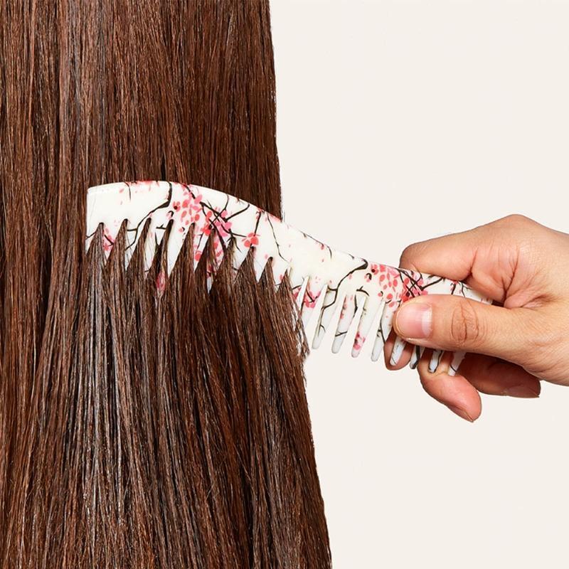 Flower Print Wide Tooth Comb Anti Static for Women Men Thick Wavy Curly Hair