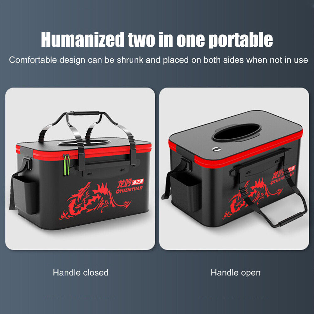 Portable Fishing Bucket Live Fish Box Camping Hike Water Container (40cm)