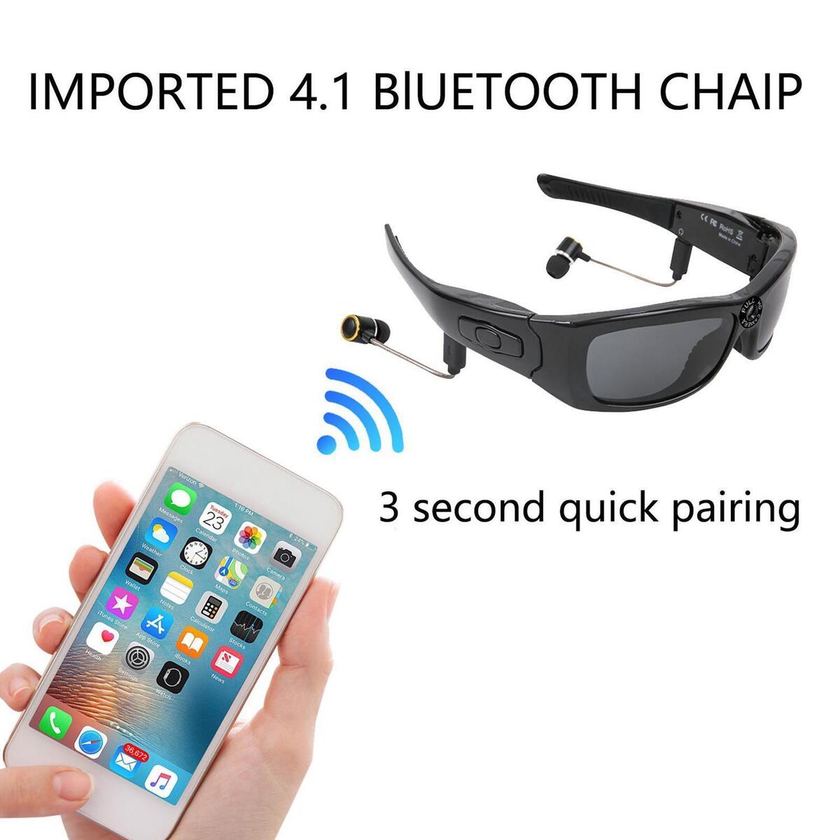 harayaa Wearable  Sunglasses Headphone Camera Wireless Glasses Mini DV