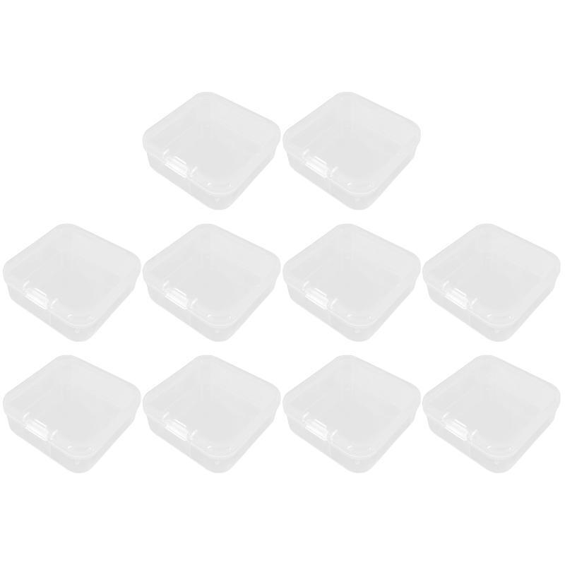 Mini Jewelry Storage Boxes with Lid 10 Pcs Plastic Square Clear Case Container