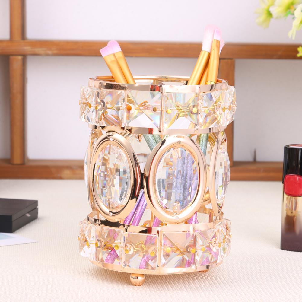 Crystal Makeup Brush Eyebrow Pencil Storage Box Jewelry Cosmetic Organizer
