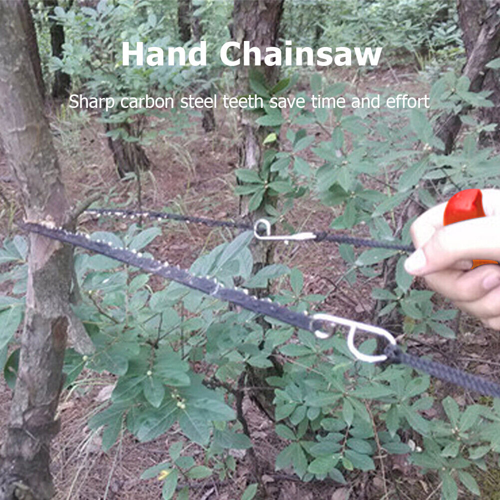 Pocket Hand Chainsaw Survival Camping Hiking Wood Cutting Chain Saw (Red)