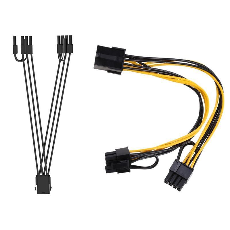 Power Supply Adapter Cable Graphics Card 6P Female to 2x8P(6+2) Male Power Cord