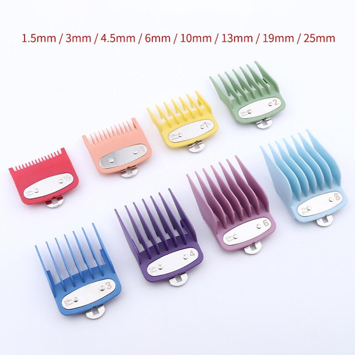 8 Pieces Hair Clipper Guards with Metal Clip for Wahl Hair Clippers Barber