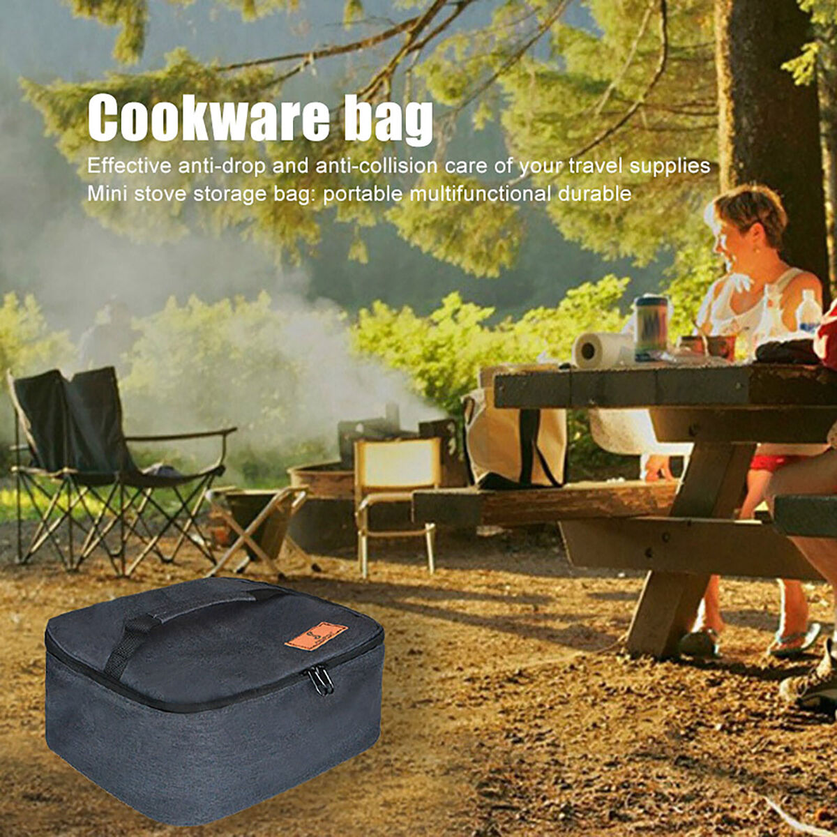 Camping Cookware Bag Waterproof Pot Stove Bags for Gas Tank (Small Grey)