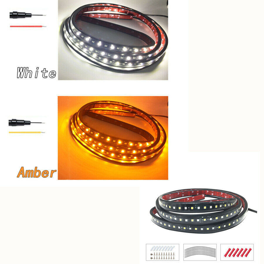 2X 24" Board Side Step LED Light Amber White Turn Signal DRL Bar 2835 SMD Style