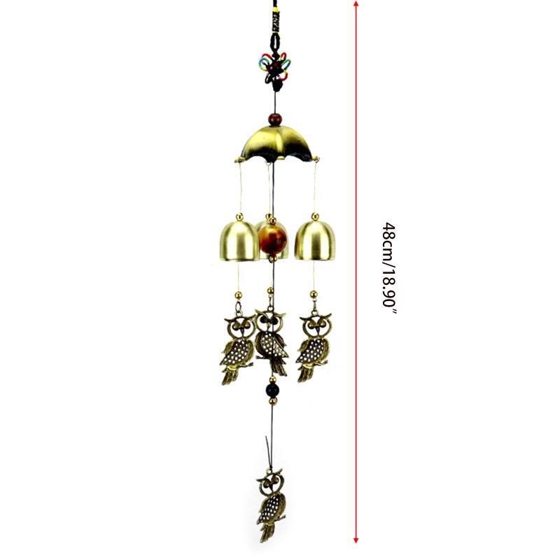 Farmhouse Wind Chime Owl Bells Windchime Decor Art Ornament Crafts Present Gifts