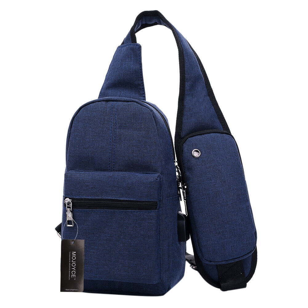 Fashion Men Messenger Bags Breathable Cross Body Charging Line Bags(Blue)-1