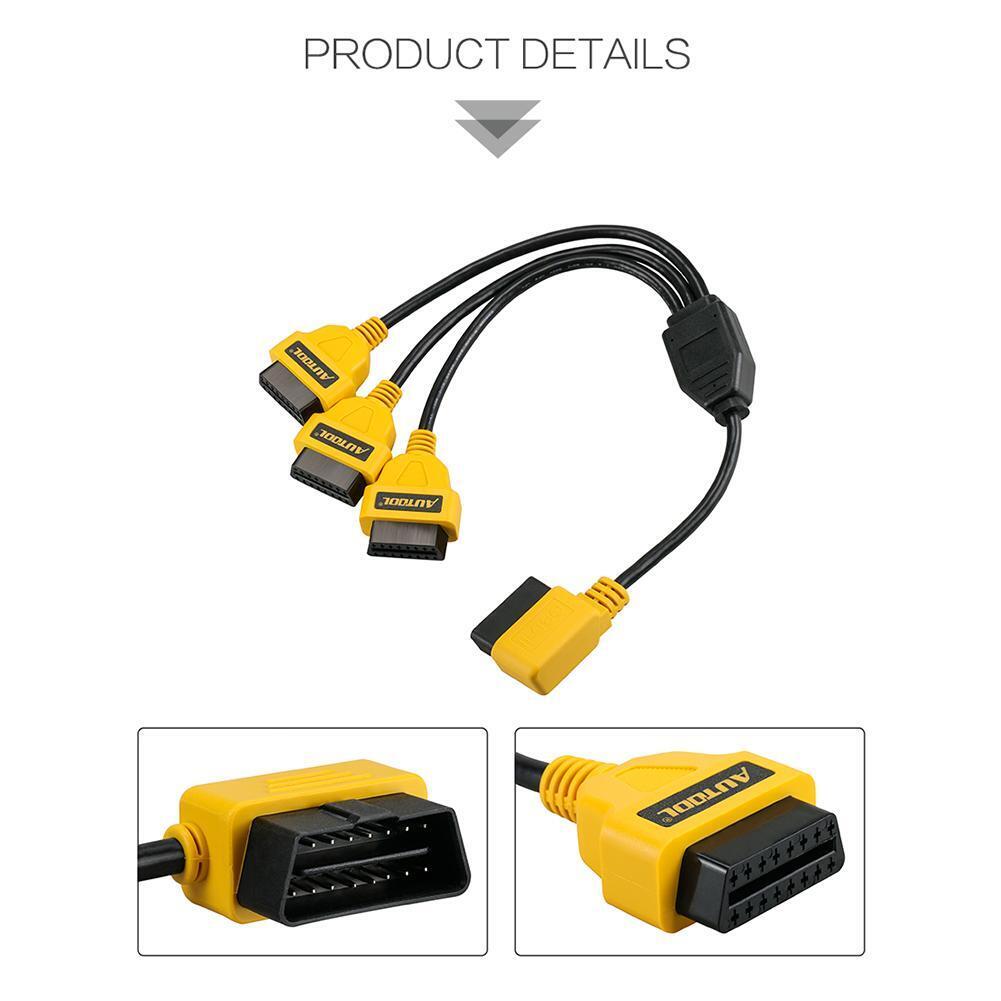 AUTOOL OBD2 Y Splitter Cable 50cm 1 to 3 Converter Adapter Extension Cord