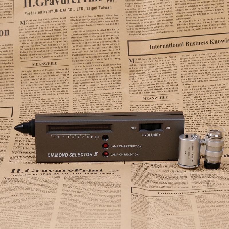 Portable Diamond Tester Pen with 60X LED Lighted Loupe Magnifying Glasses Combo