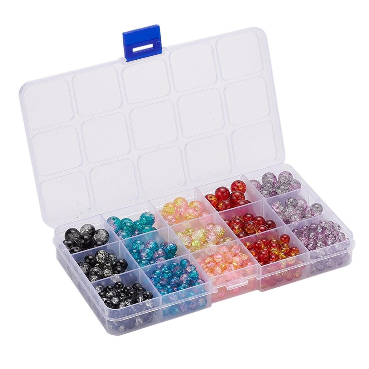 585Pcs Crackle Lampwork   350x 6mm 155x 8mm 80x 10mm Round DIY