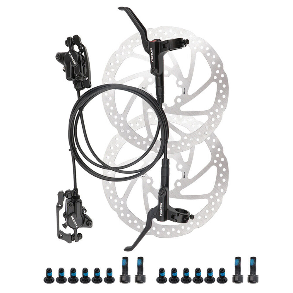 MTB Bike Hydraulic Disc Brake Set with Rotors+Bolts (Left Rear+Right Front)