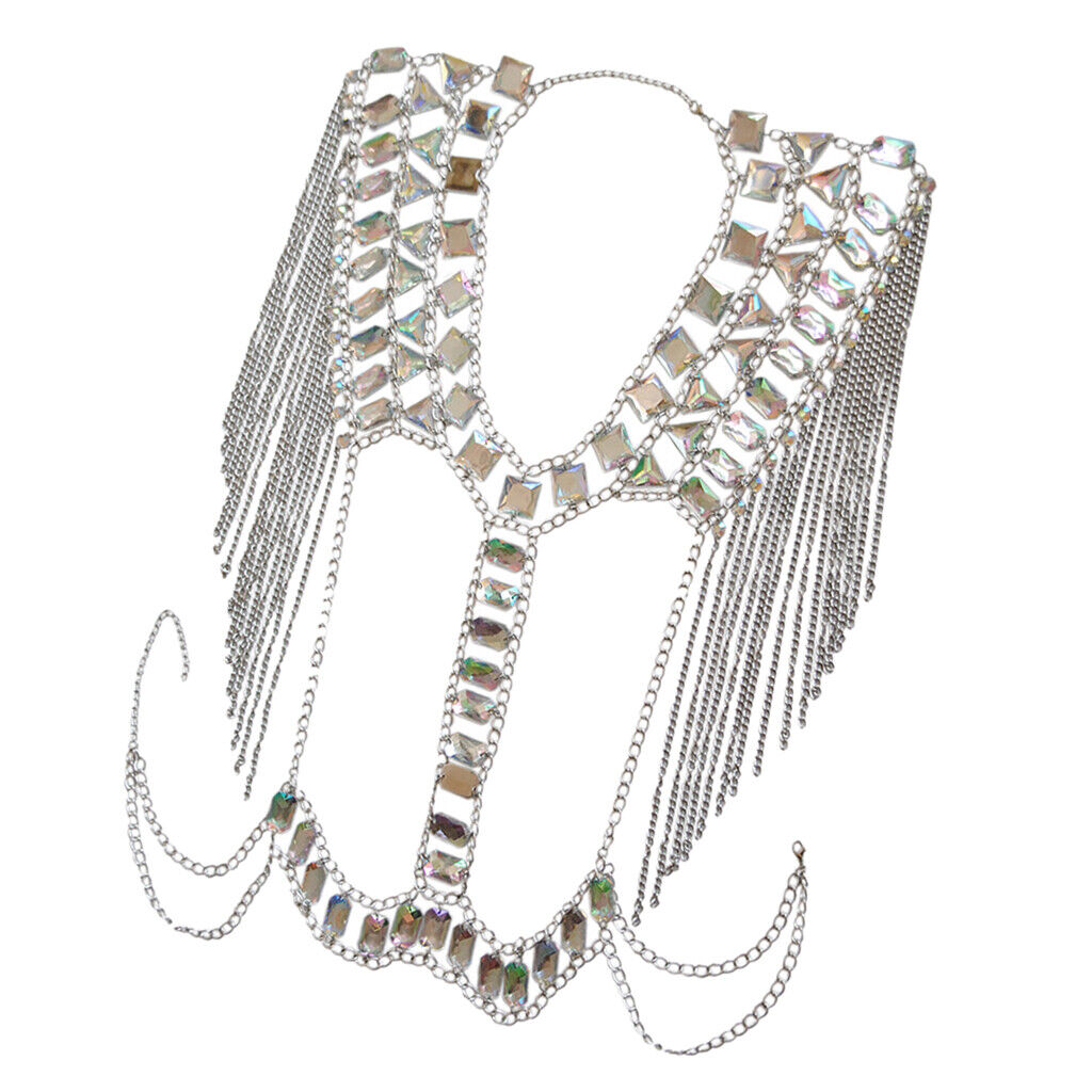 Fashion Tassel Crystal Shoulder Body Chain Harness Necklace Jewelry