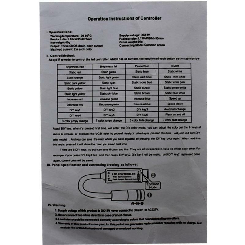 RGB LED Strip Controller Replacement 44 Keys Remote Control for Home Strip Light
