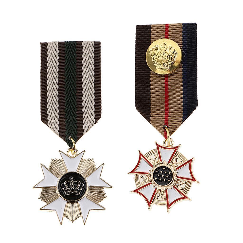 2 Pieces Fabric Medal Pendant Badge Men Women Cospaly Uniform Brooch Pin