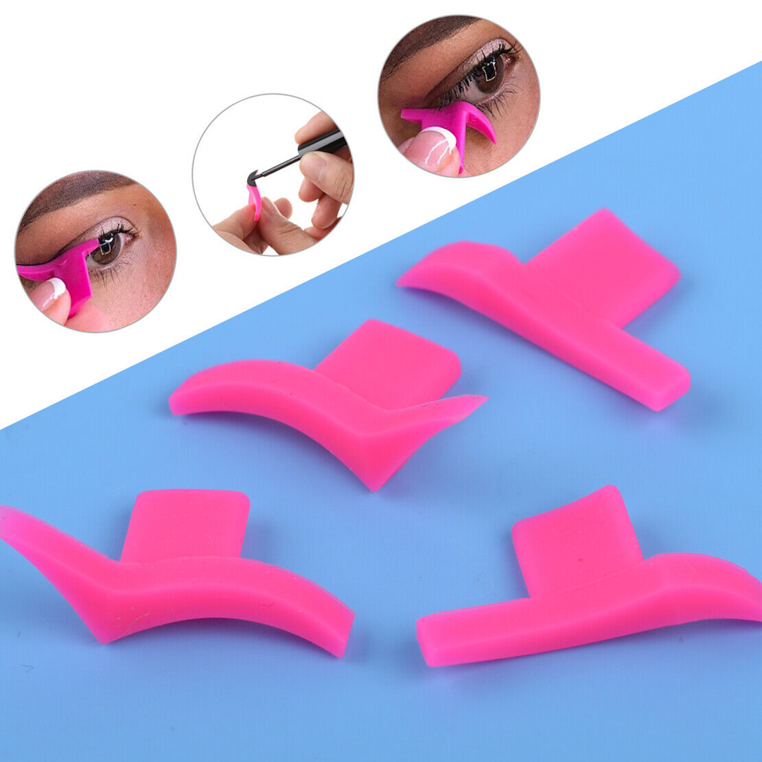 4Pcs Cat Eye Eyeliner Wing Stamps Easy to Makeup Tool Silicone Mold 2X Shape Li