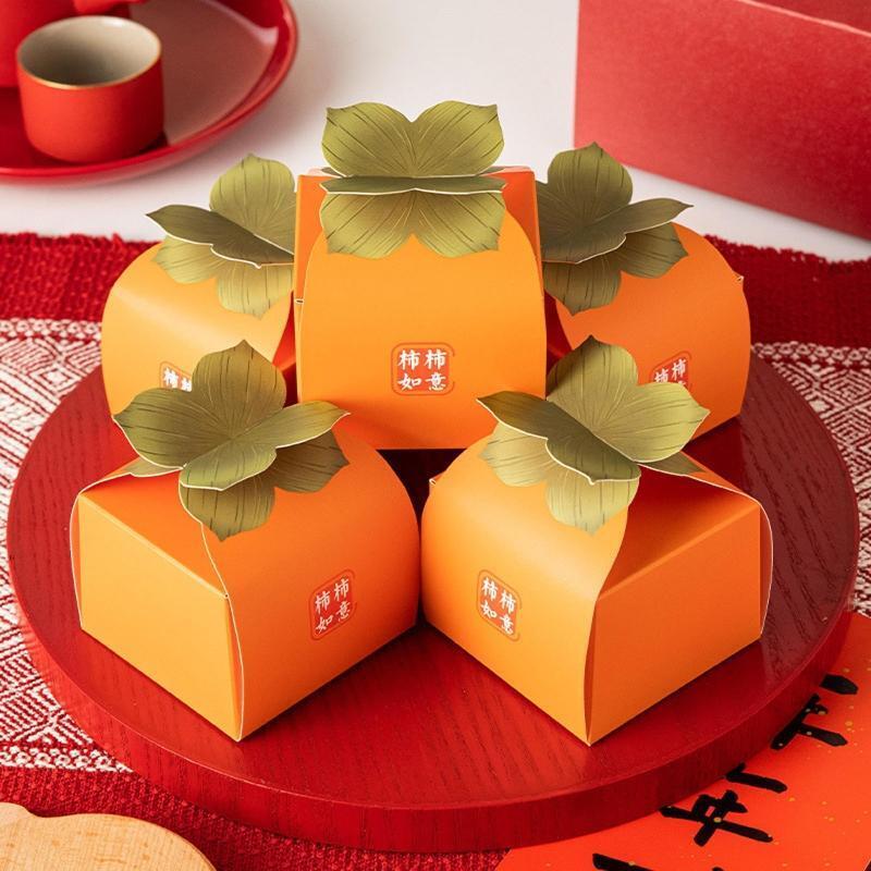 Persimmon Gift Boxes 5pcs/set Creative Fruit Shape Package Case Supplies