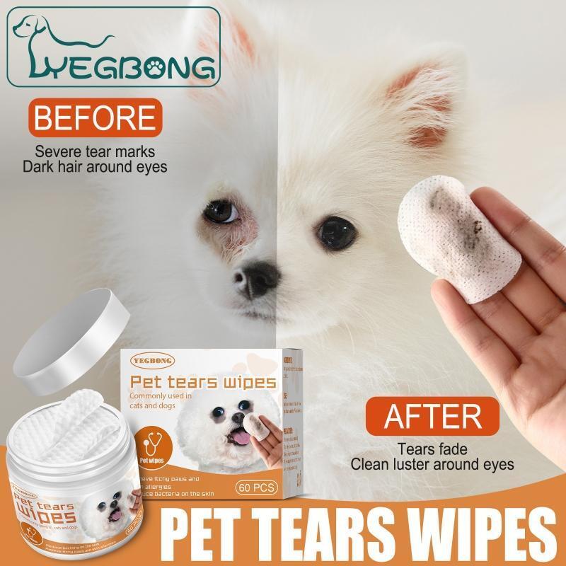 Pet Eye Wipes for Dogs and Cats Add Natural Plant Extracts 60-Count Soft Pads