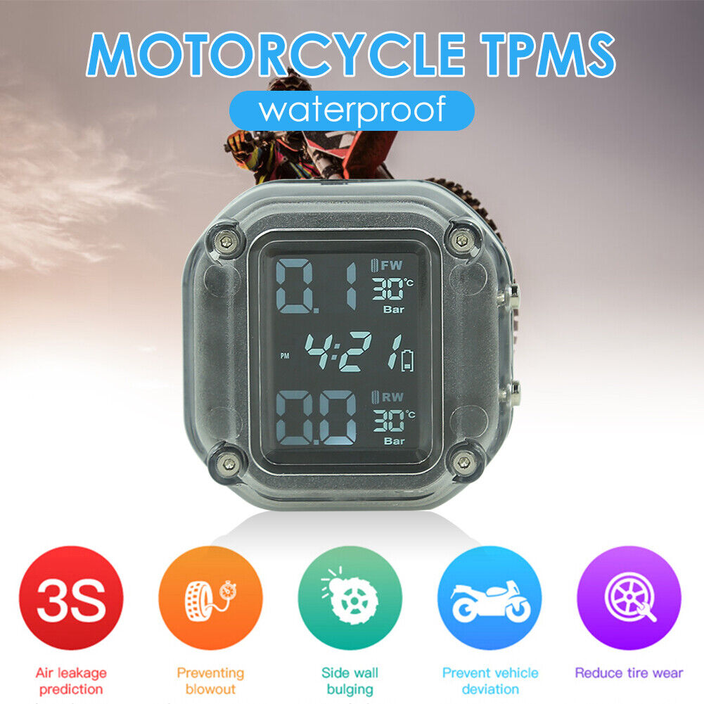 Waterproof Motorcycle TPMS USB Rechargeable Tire Pressure Monitoring System