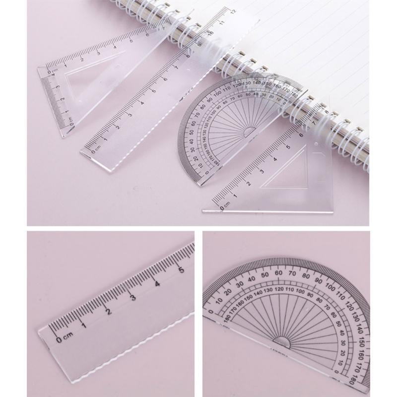 Portable Compass Kit with Protractor Triangles Ruler Mechanical Pencil Eraser