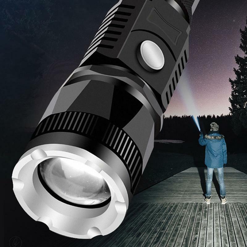 USB Zoom LED Torch No Battery 5 Modes for Camping Outdoor Hiking Travel