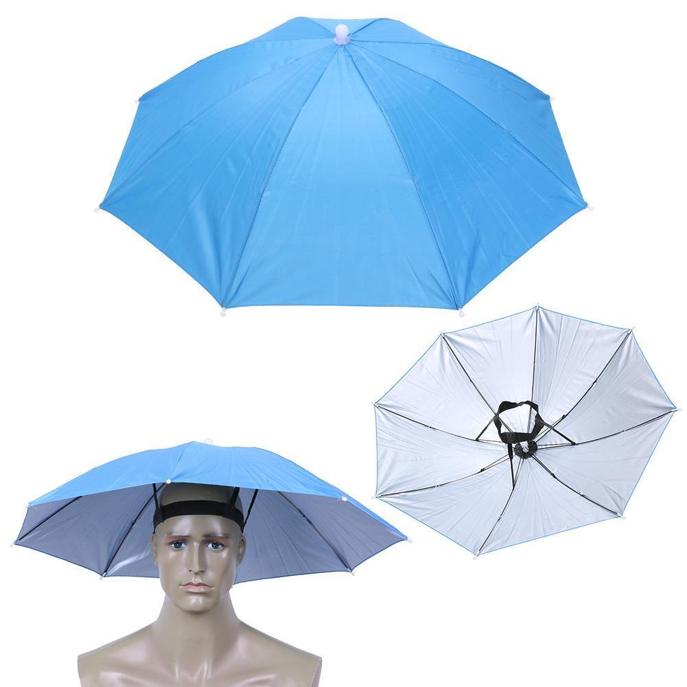 Anti-Rain Elastic Band Head Umbrella Hat Outdoor Sunscreen Tool(Sky Blue)
