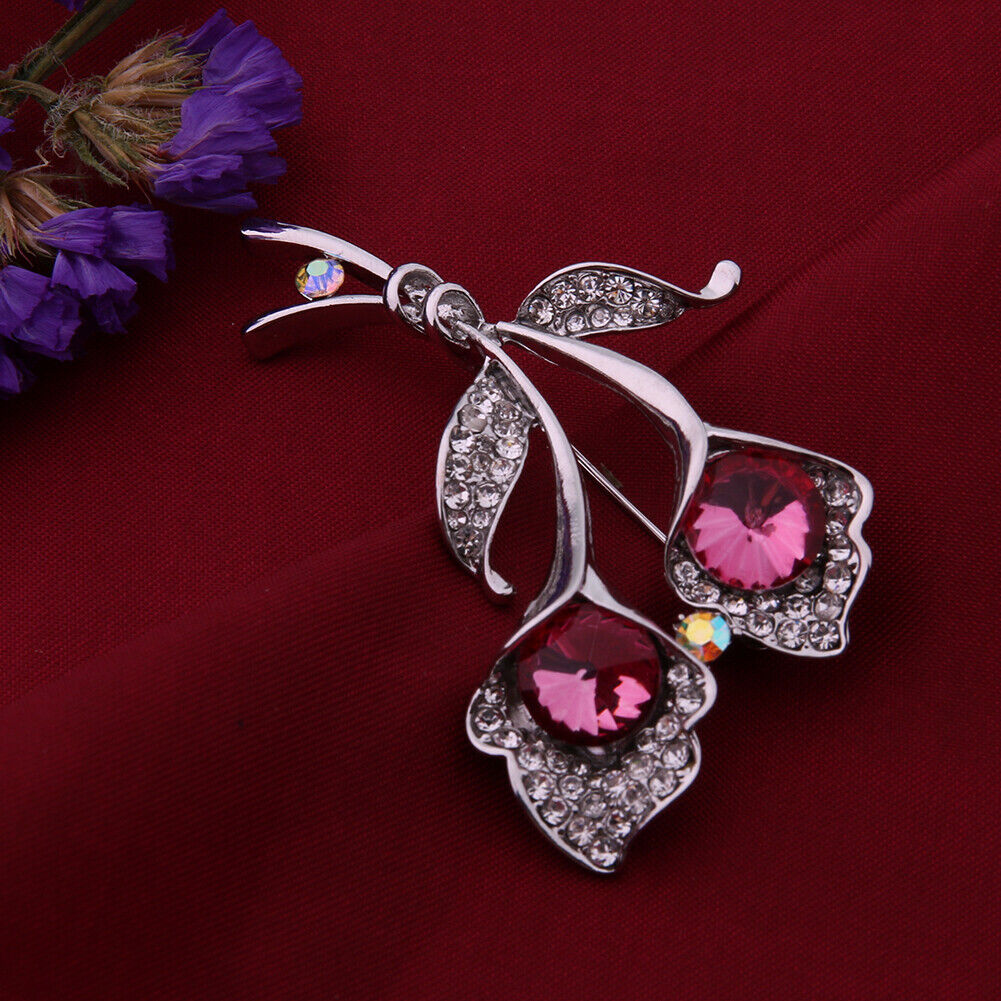 Alloy Bouquet with Diamond Dinner Party Brooch 30*61mm (Pink)