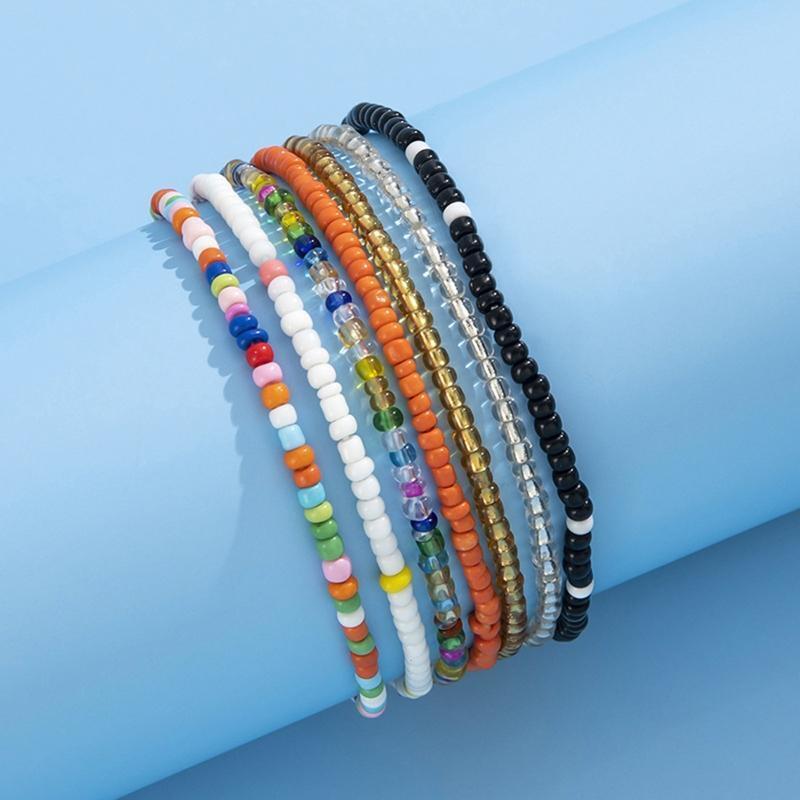 7 Pcs Boho Style Mix and Match Beach Anklet Summer Beach Colorful Anklets Set