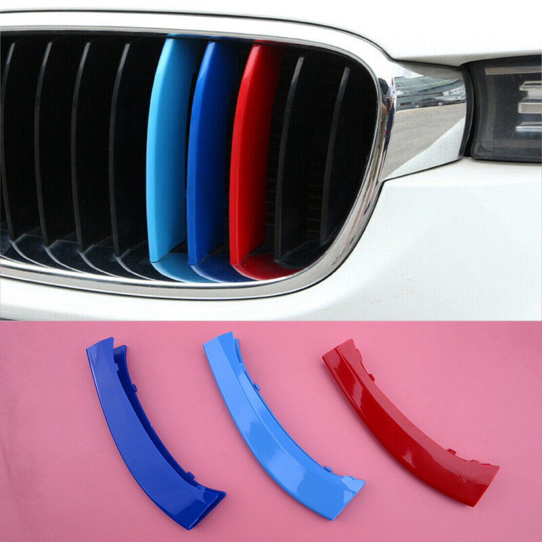 M-Color ABS Front Grille Grill Cover Strips Clip Trim fit for BMW X3 F25 2011-17