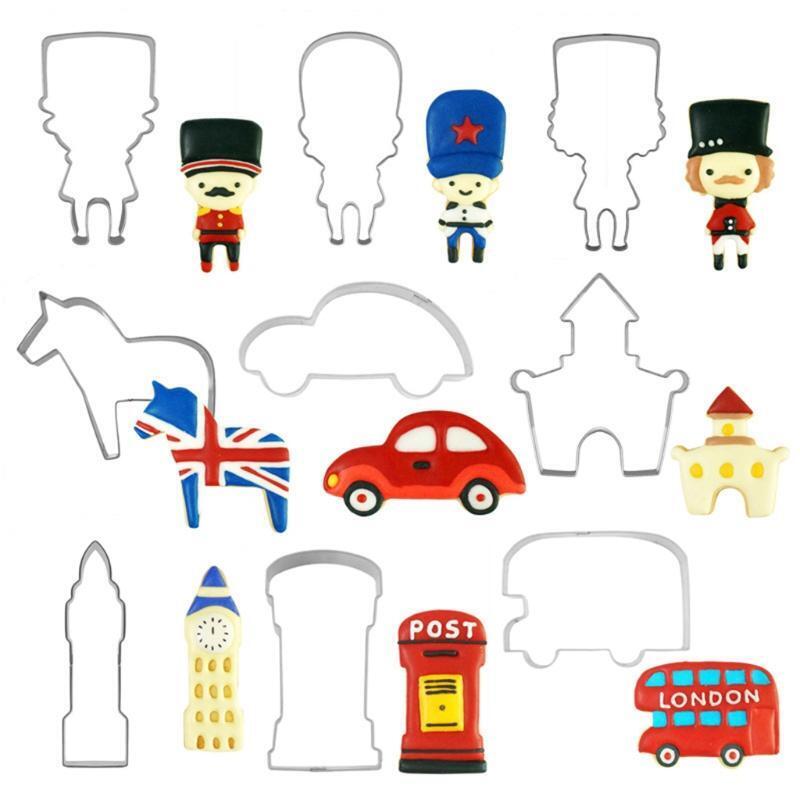 9pcs/set Beetle Car Bell Tower Cookie Cutter Stainless Steel Biscuit Baking Mold