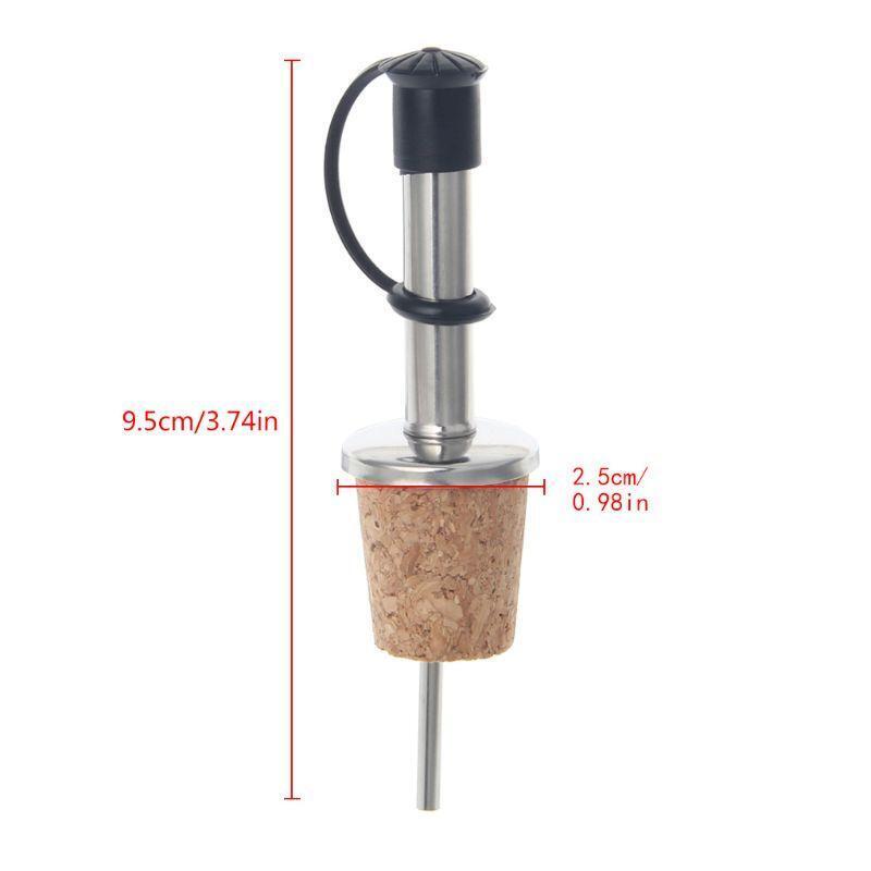 Stainless Steel Wine Oil Bottle Pourer Vinegar Spout/ Natural Cork