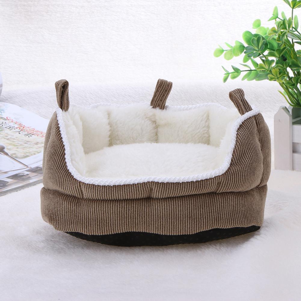 Animal Winter Warm Bed House Washable Hamster Squirrel Nest Sofa(Coffee)
