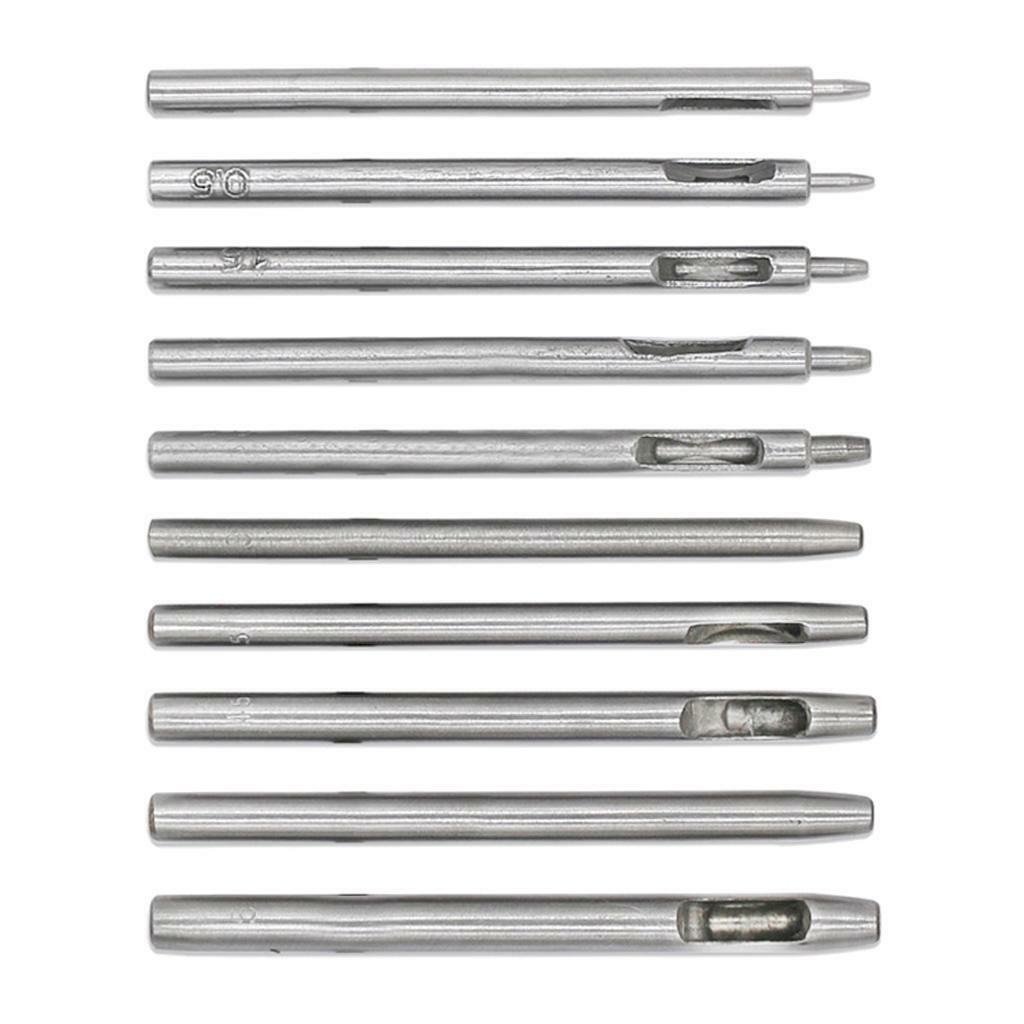 Set of 10 Leather Hollow Punch Cutter Set for Plastics Watch Canvas Tools