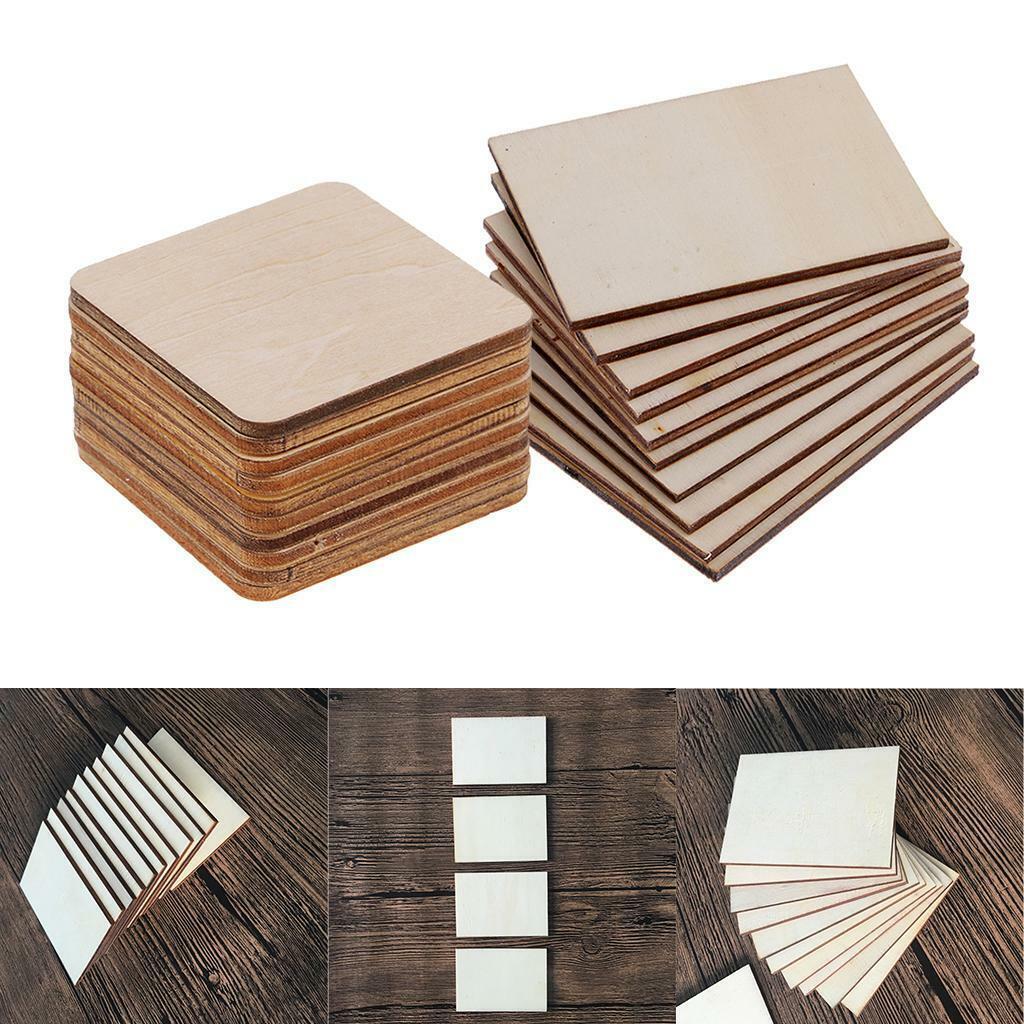 20 Pieces Wooden Square Rectangle and Shapes Coasters Plain Wood Craft Blanks