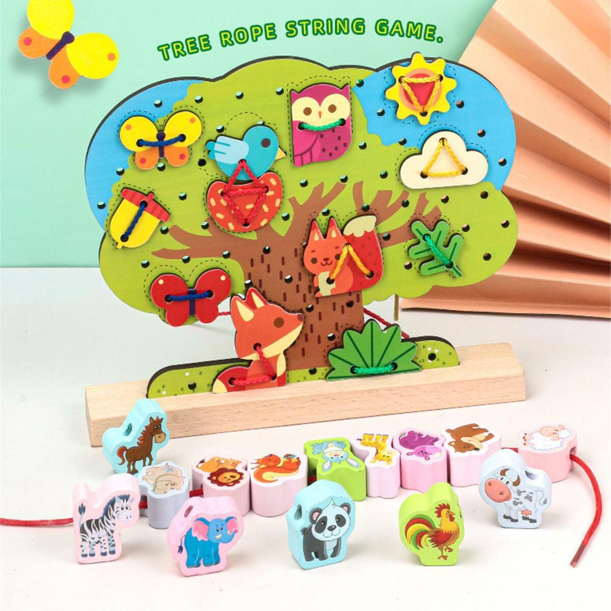 Wooden Threading puzzle playing Game Early Educational  Gifts