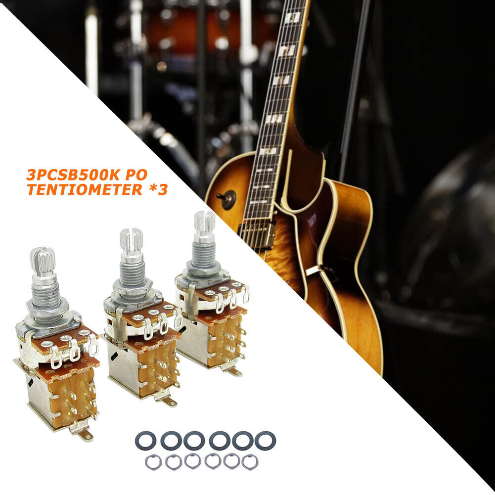 3x Guitar Bass Split Push Pull Potentiometer Volume Tone Switch (B500K)
