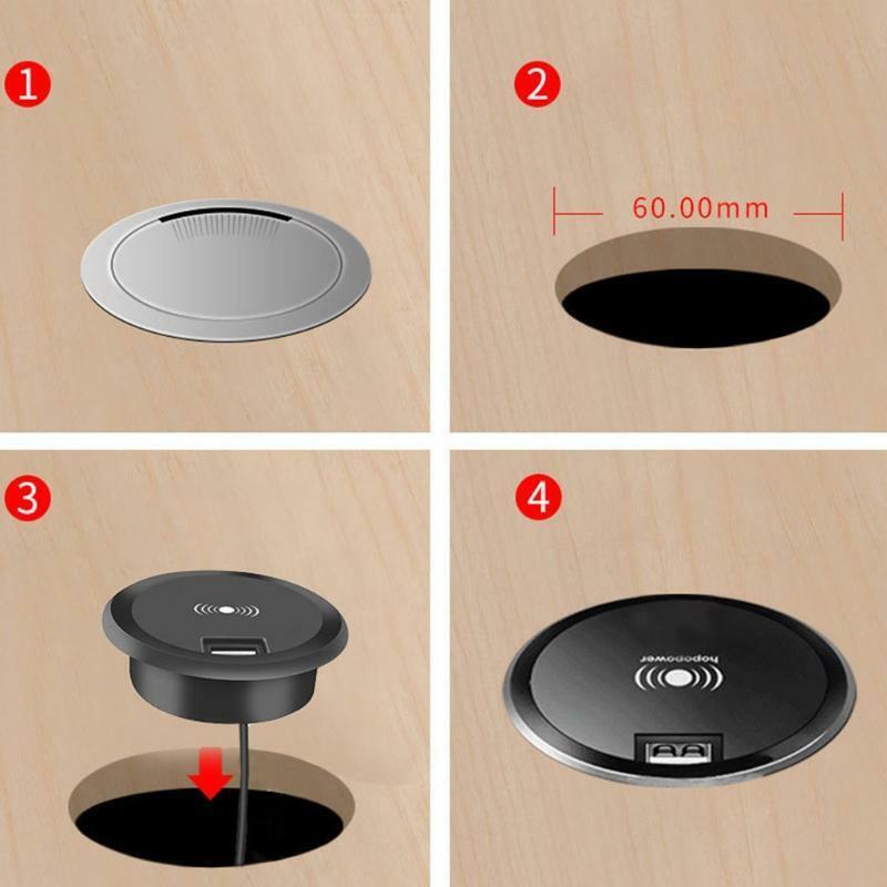 Convenient Safe Wireless Charger Round Embedded 10W Desk Wireless Charger