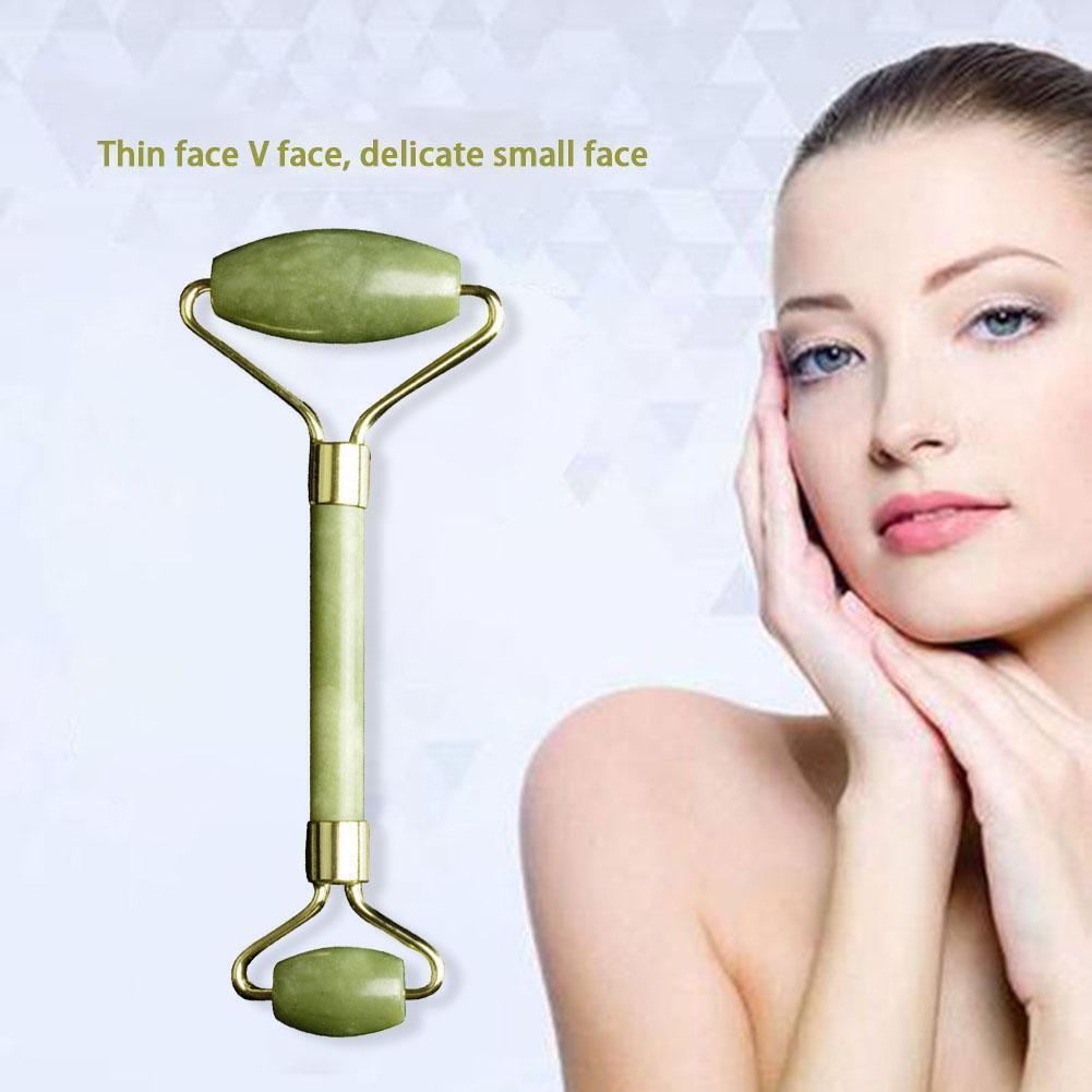 2pcs Natural Jade Face Roller Guasha Board SPA Therapy Skin Beauty Care