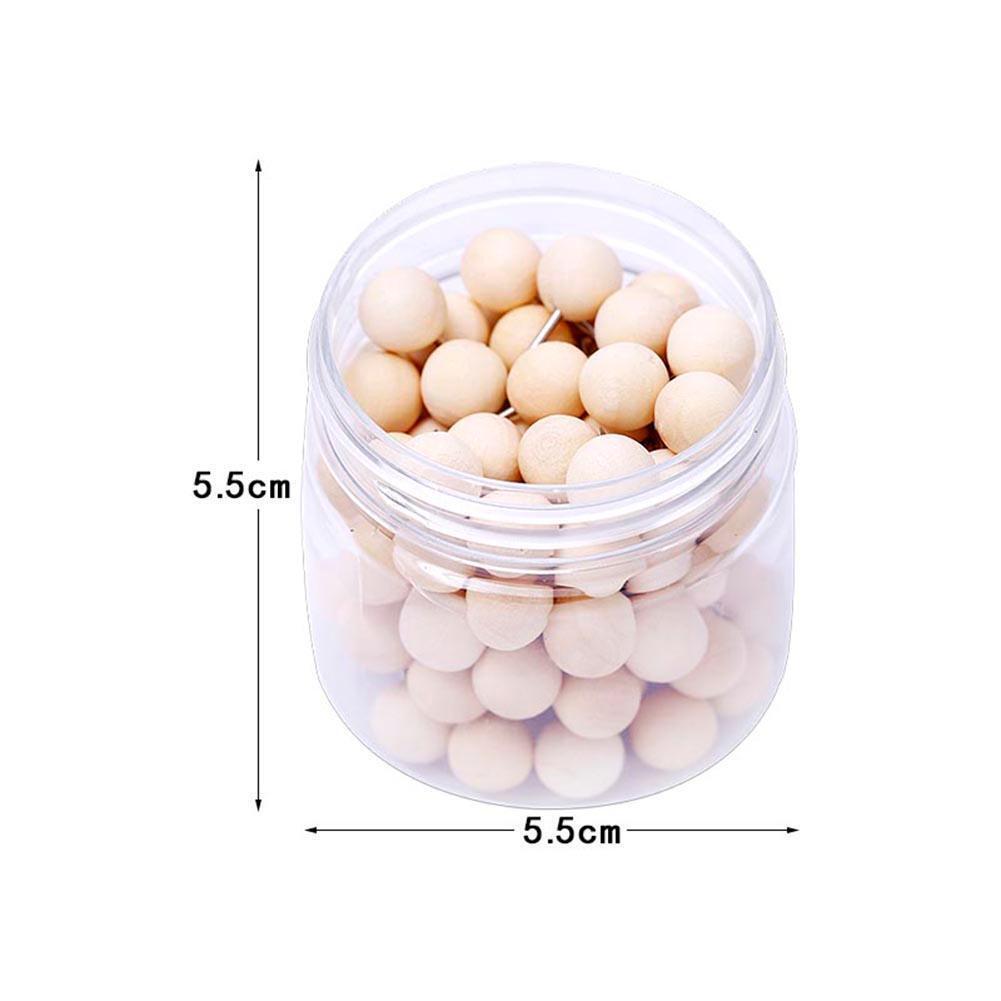 Wooden Thumbtack Drawing Push Pins Wood Head Positioning Nail (100pcs Round