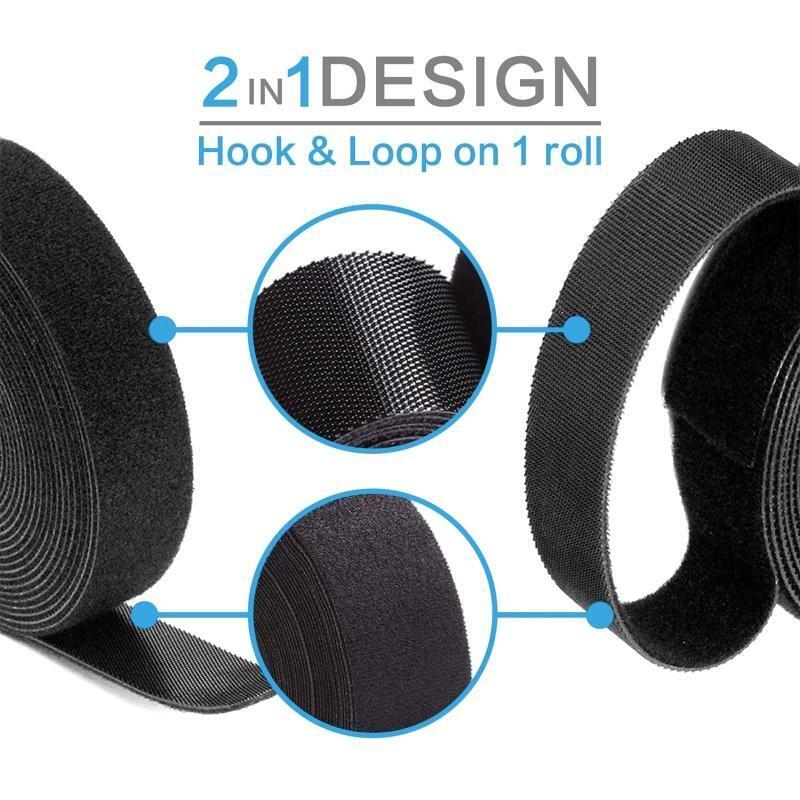 Black Sew On Hook & Loop Tape Fastening Nylon Fabric Tape 0.8-inch Wide Industry