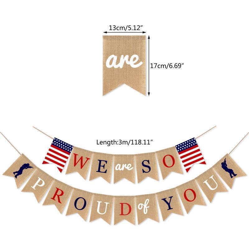 We Are So Proud of You Banner Patriotic Soldier Army Party Decorations
