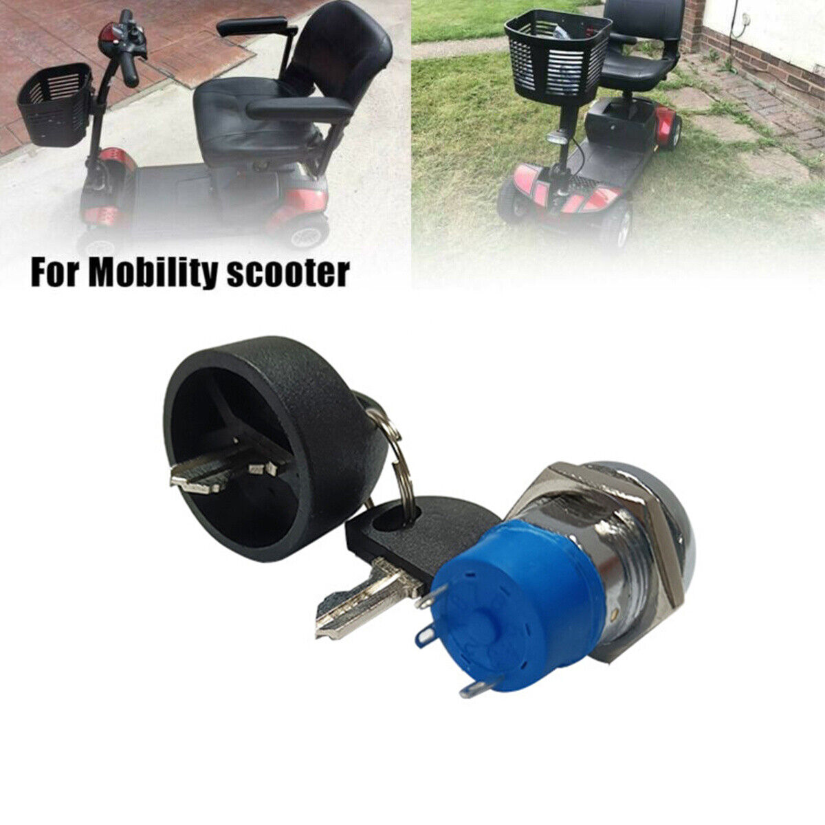 Replacement Mobility Scooter Spare Start On/Off Ignition Switch 2 Keys FOR-PRIDE