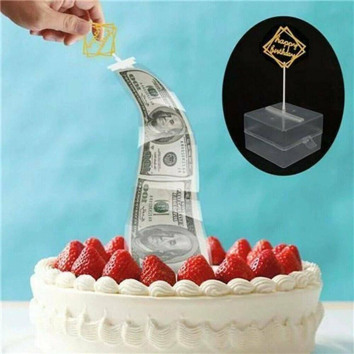 Pulling Money Box Plastic Birthday Cake  for Cake Decoration 11x11x7cm